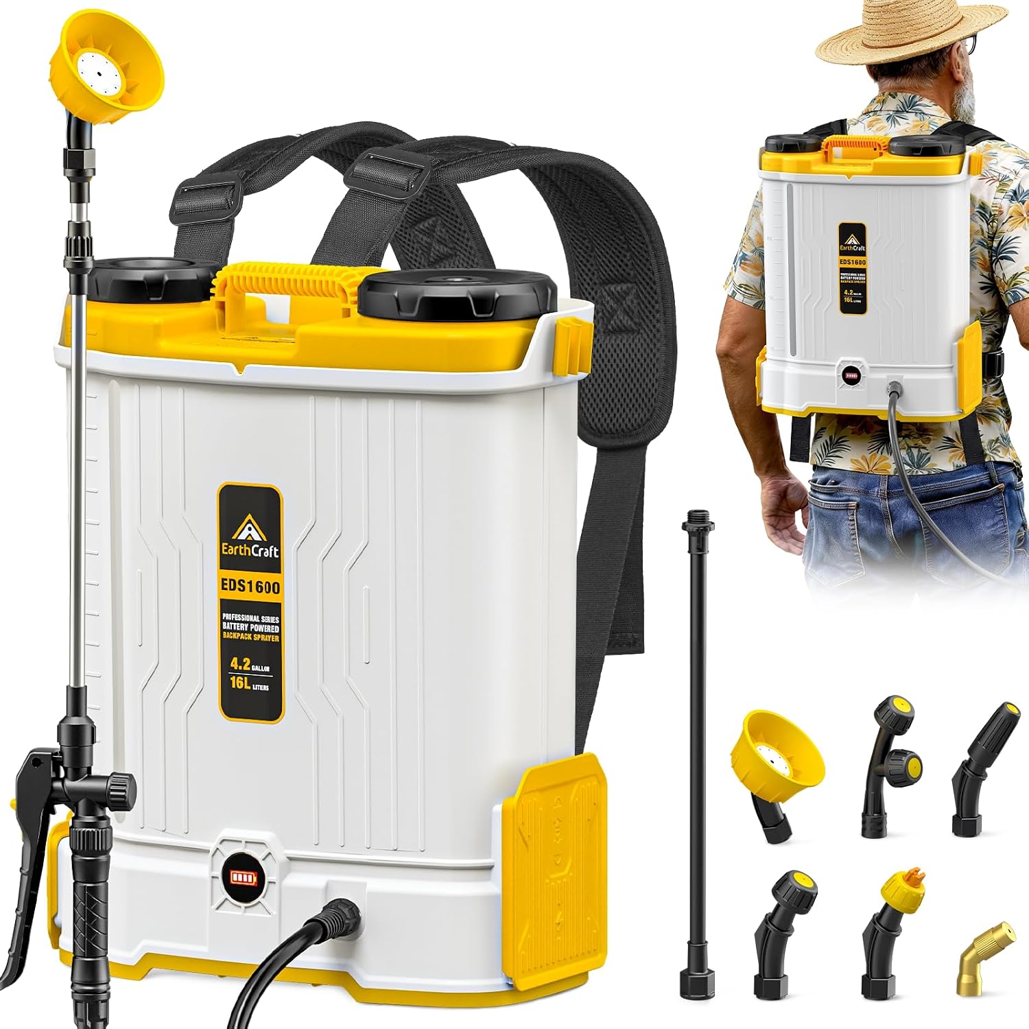 Power Tools Yard - 4.2 Gal Battery Powered Backpack Sprayer