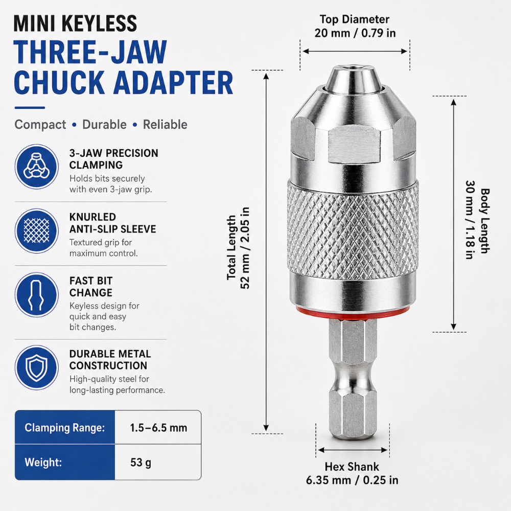 3 Jaw Drill Chuck Adapter with - Einhell Power X Tools recension och pris